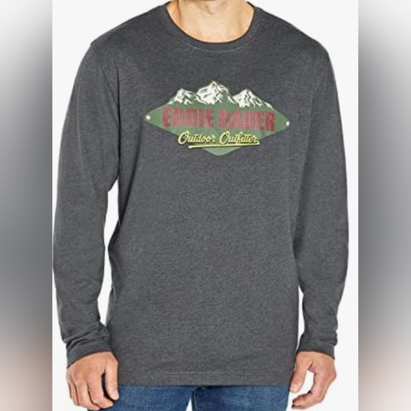 Eddie Bauer Outdoor Outfitter Gray Long Sleeve T-Shirt Size XXL NWT MSRP $30 - Picture 1 of 5